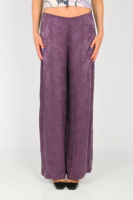 Arthur Frayed Hem Sliced Straight Let Pant in Purple Rose