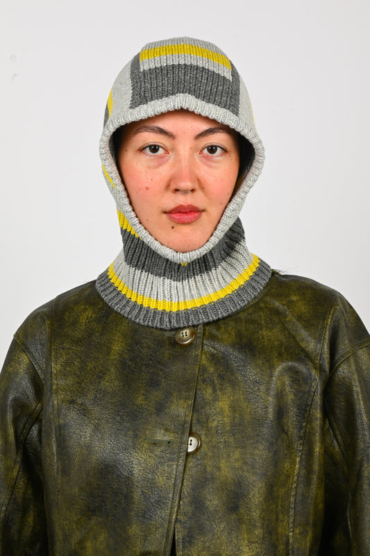 Arthur Apparel Odd Stripe Balaclava in Offset/Grey