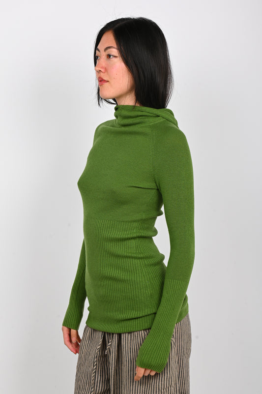 Arthur Hooded Skivvy in Pigment Green