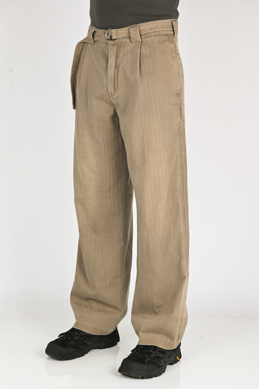Beach Brains Pleated Work Pant in Fawn