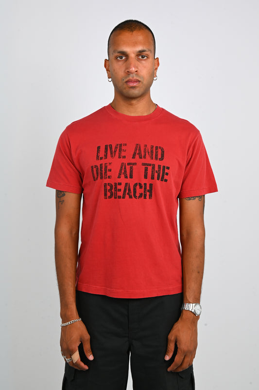 Beach Brains 'Live and Die Tide' Tee In Red