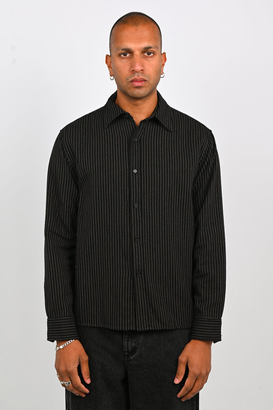 Beach Brains 'Hold' LS Shirt in Black Stripe