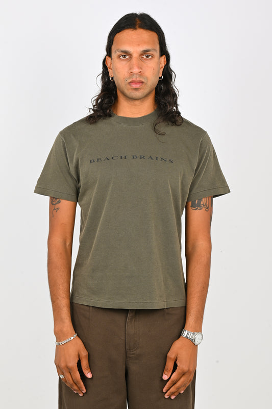 Beach Brains 'Tide' Logo Tee in Fatigue