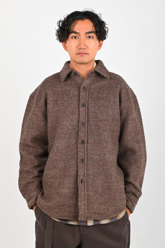 Beach Brains Wool Over Shirt in Brown