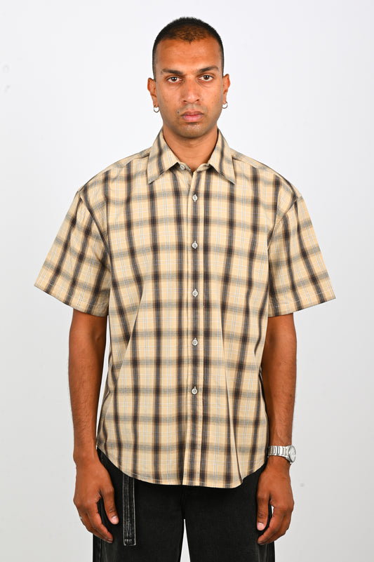Beach Brains 'Drop' SS Shirt in Cream Plaid