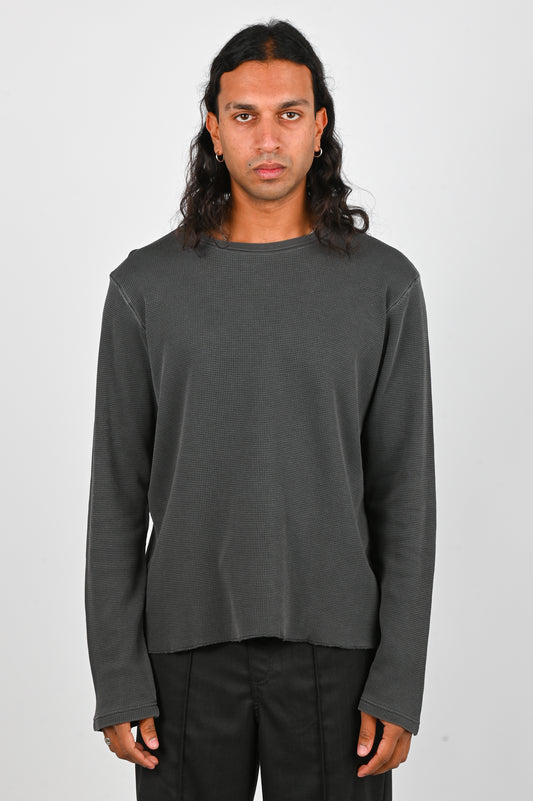 Beach Brains 'Drive' Waffle Long Sleeve in Charcoal