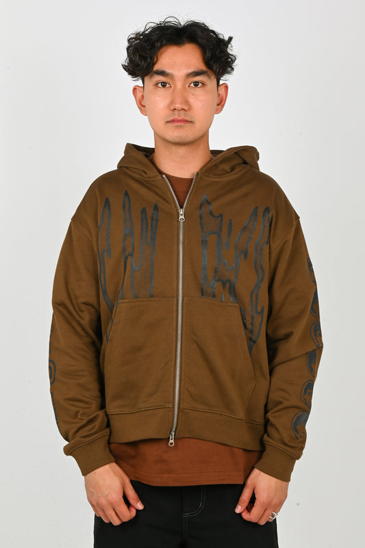 Candice 'Razor' Zip Hoodie in Brown