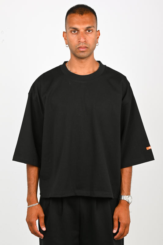 Checks Wide Tee in Black