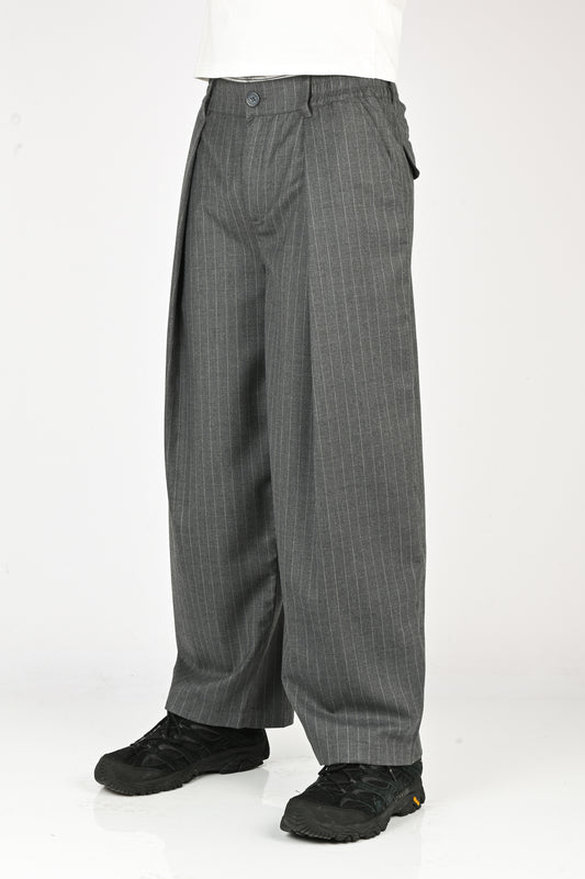 Checks 'Hakama' Pants in Charcoal Pinstripe