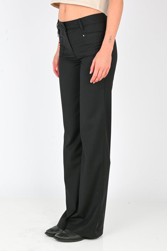 ESS·BEE Bootcut Pinstripe Trouser in Black