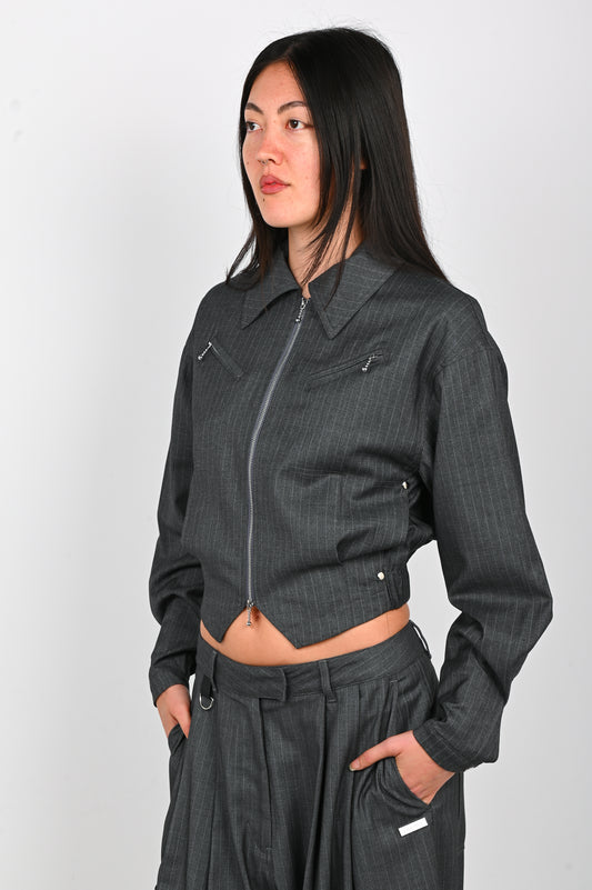 ESS·BEE Jacket in Grey Pinstripe