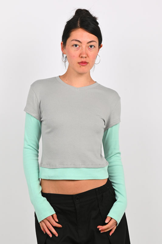 ESS·BEE 'Tea Break' Long Sleeve in Mint/Grey