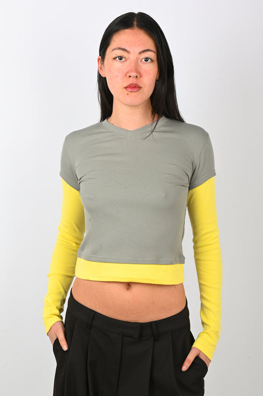 ESS·BEE 'Tea Break' Long Sleeve in Yellow/Grey