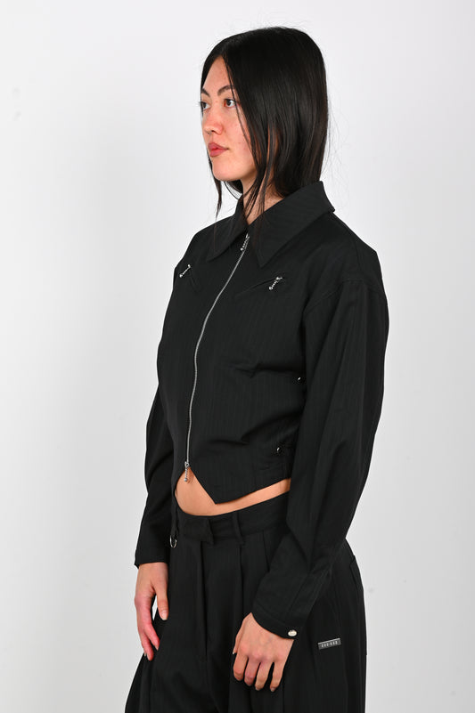 ESS·BEE Jacket in Black Pinstripe