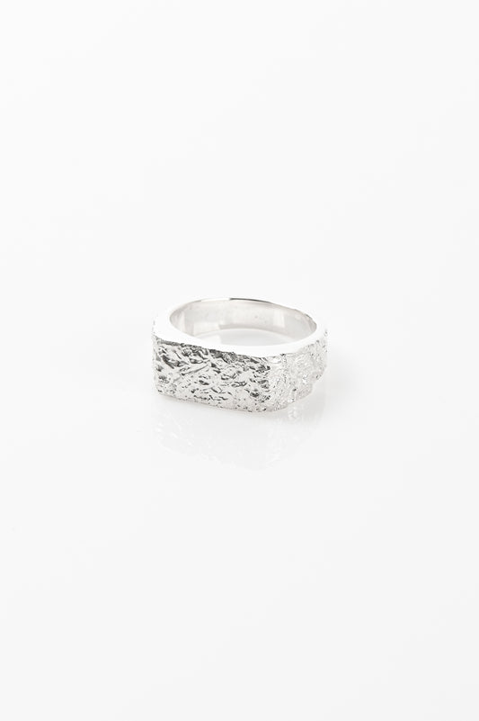 Jake Cheeseman Silver 'Textured Rectangle' Ring