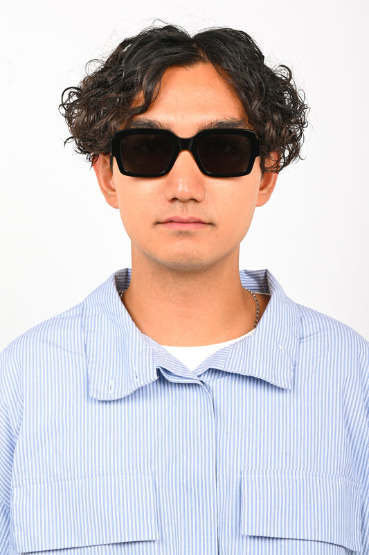 Monokel 'Apollo' Black Sunglasses with Green Solid Lens