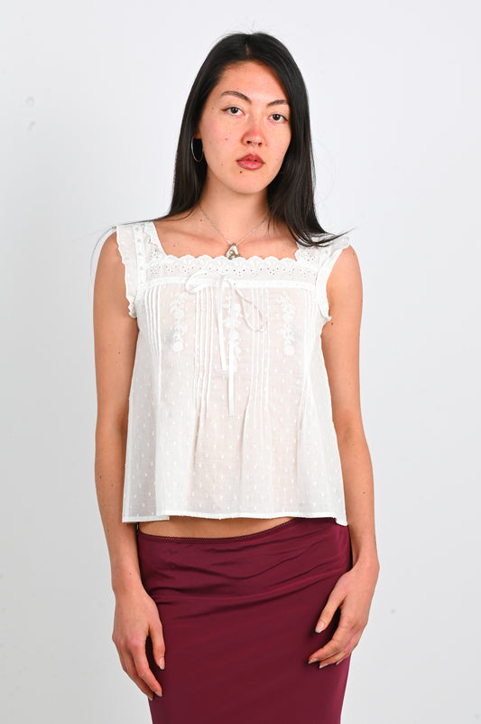 Olga Joan Prairie Camisole In Bianca
