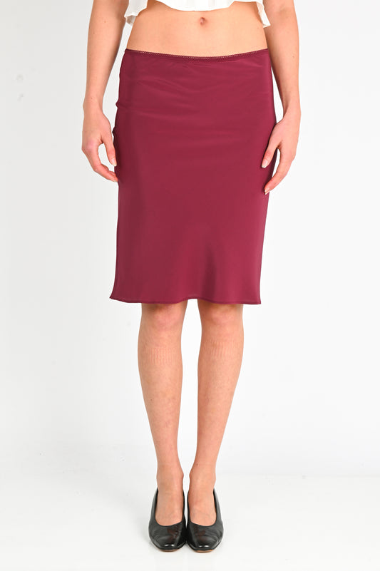 Olga Joan Bias Knee Skirt in Vino Silk