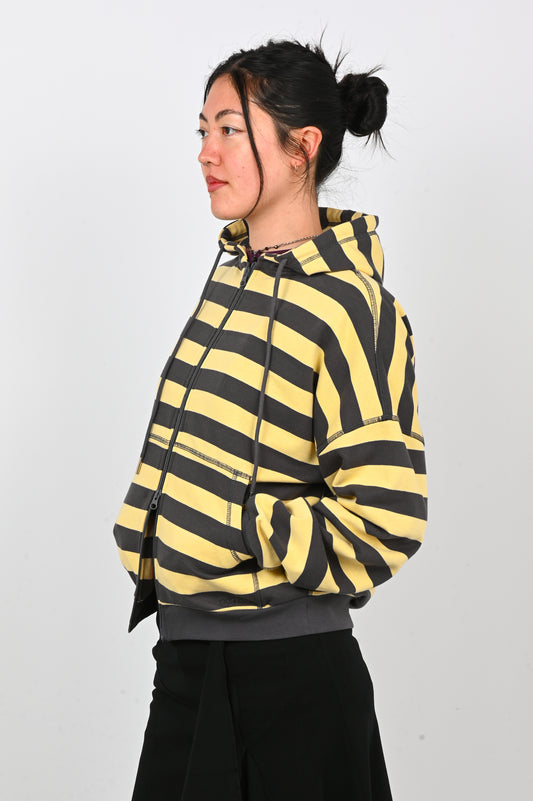 Olga Joan Zip Hoodie in Limone Stripe