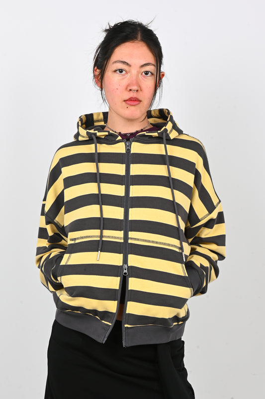 Olga Joan Zip Hoodie in Limone Stripe