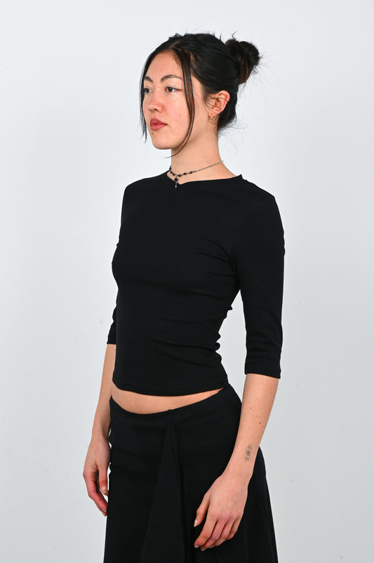 Olga Joan Baby V-Neck Top in Nera