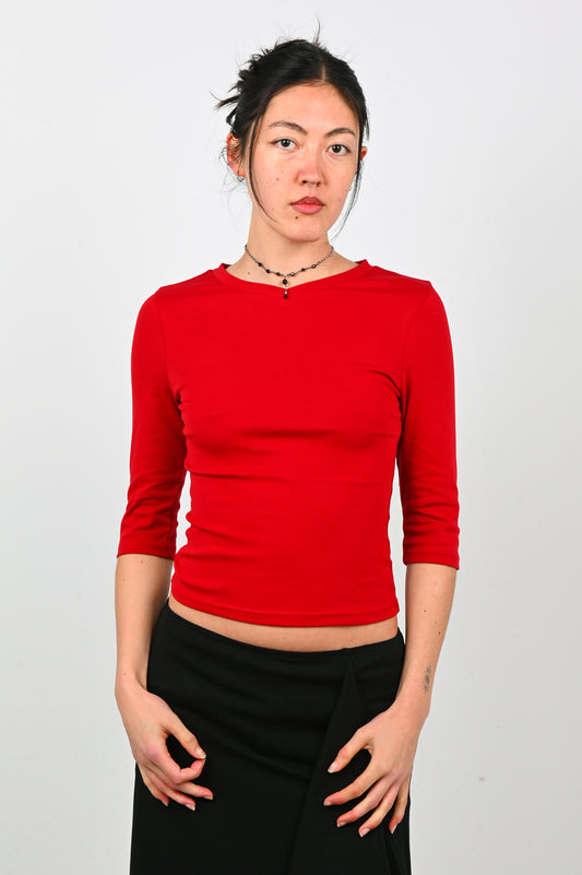 Olga Joan Baby V-Neck Top in Rossa