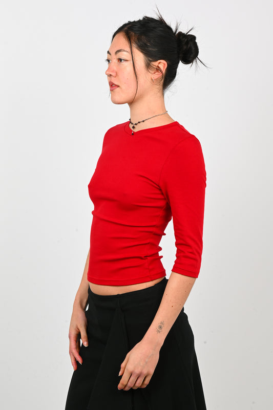 Olga Joan Baby V-Neck Top in Rossa