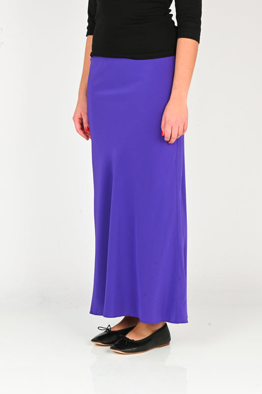 Olga Joan Bias Mid Skirt in Viola