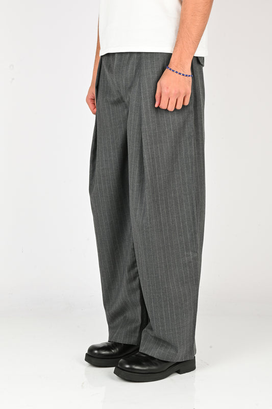 Checks 'Hakama' Pants in Charcoal Pinstripe