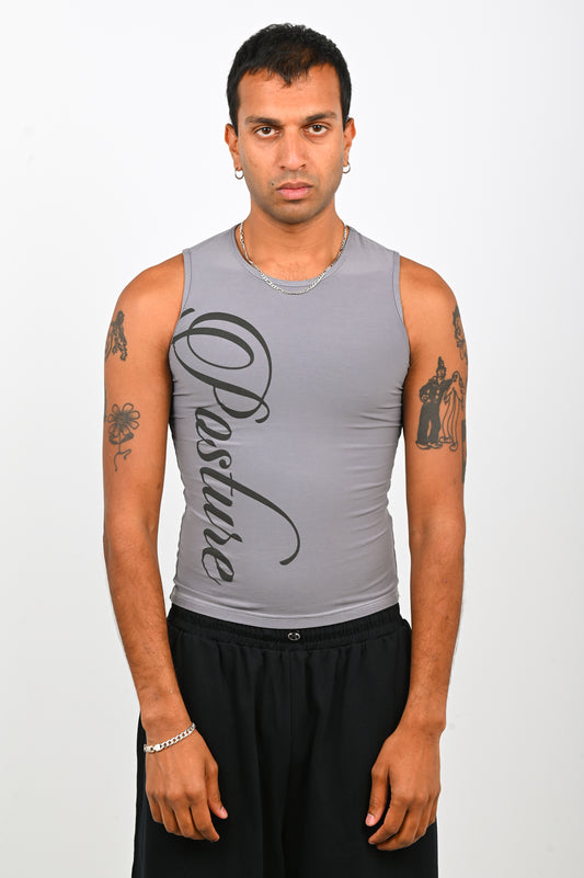 Posture Script Singlet in Grey