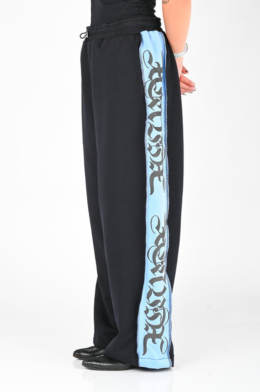 Posture Graphic Trackpant in Blue Panel on Black