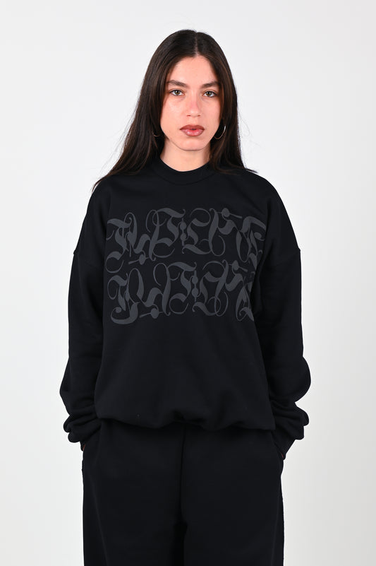 Posture Graphic Cable Crew in Black on Black