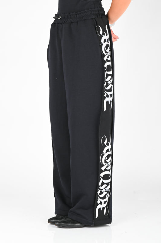 Posture Graphic Trackpant in White on Black