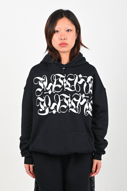 Posture Graphic Cable Hood in White on Black