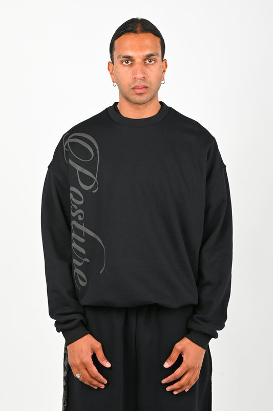 Posture Script Crew in Black on Black