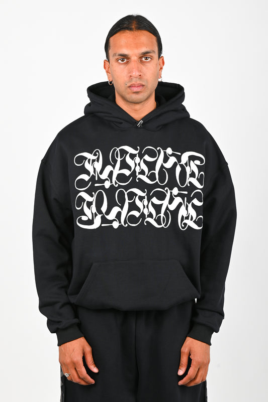 Posture Graphic Cable Hood in White on Black