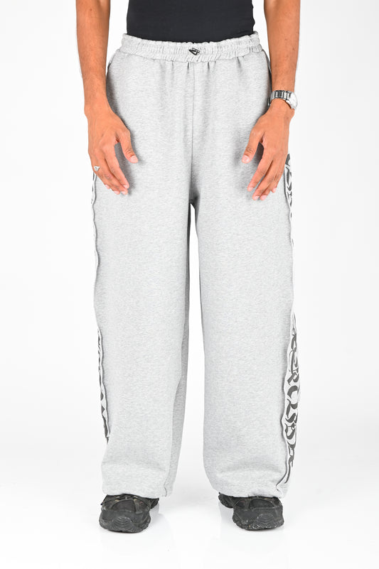 Posture Graphic Trackpant in Black on Grey