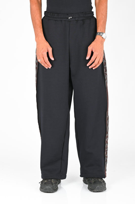 Posture Graphic Trackpant in Brown Panel on Black