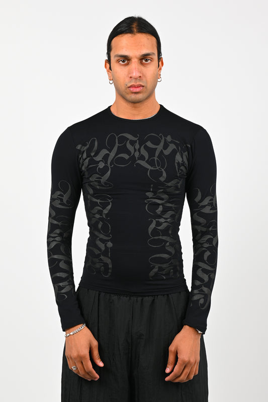 Posture Compression Long Sleeve in Black on Black