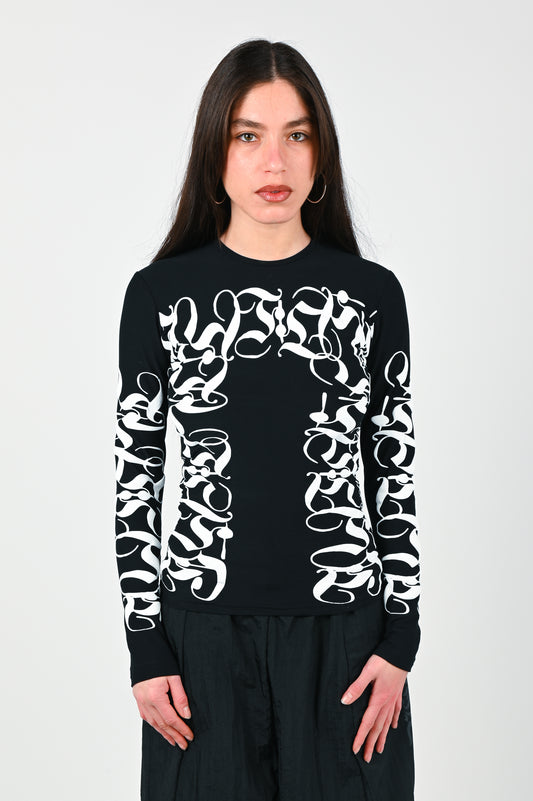 Posture Compression Long Sleeve in White on Black
