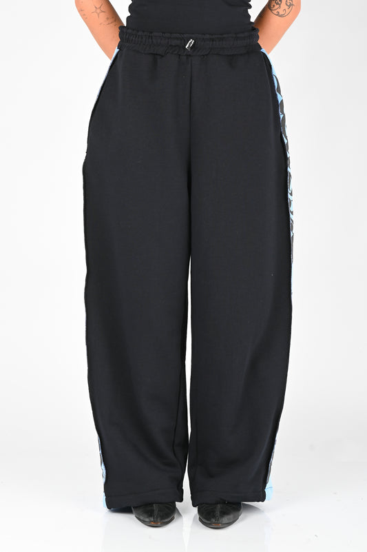 Posture Graphic Trackpant in Blue Panel on Black