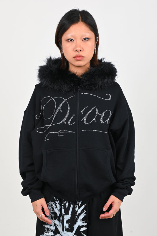 SLAMROSS1000 'Diva' Fur Trim Zip Hoodie