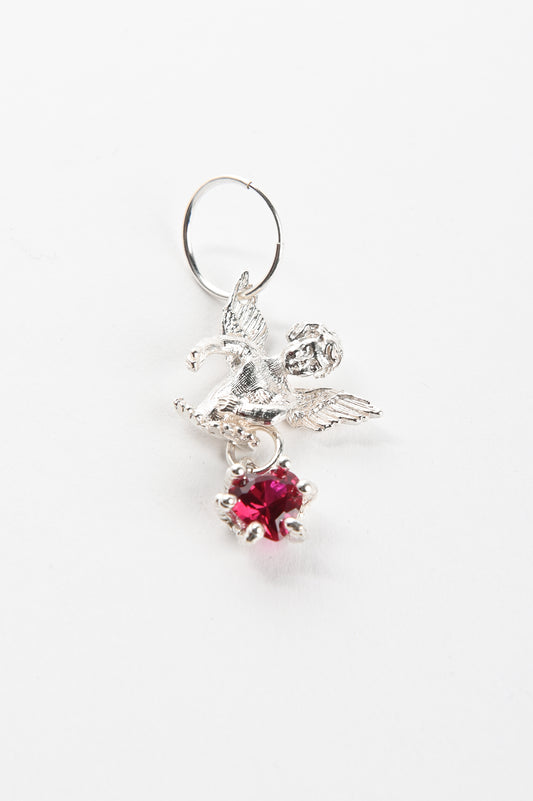 Sacreflux 'Angel And Heart' Hoop Earring With Ruby