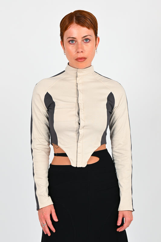 Toilè 'Plug' Reversible Light Jacket in Charcoal & Cream