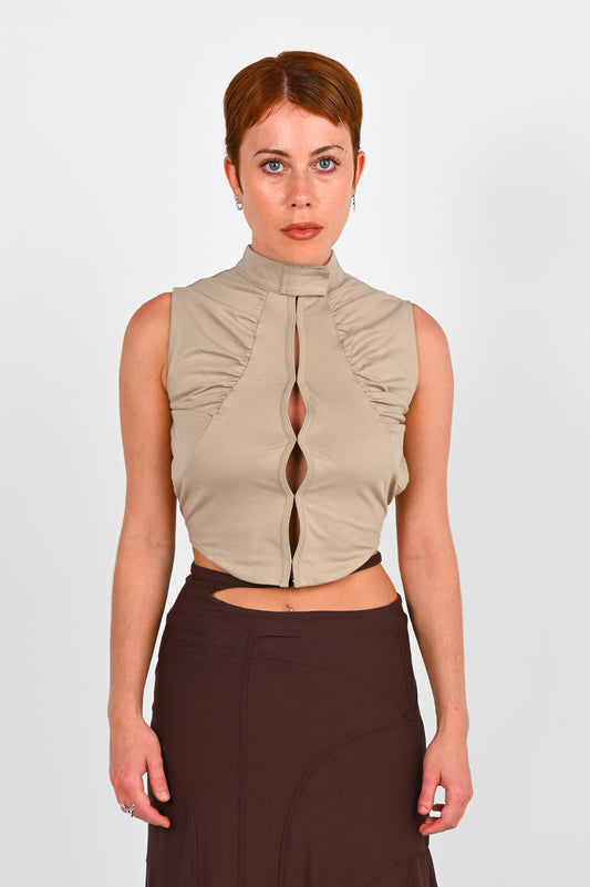 Toilè 'System' Backless Top in Khaki