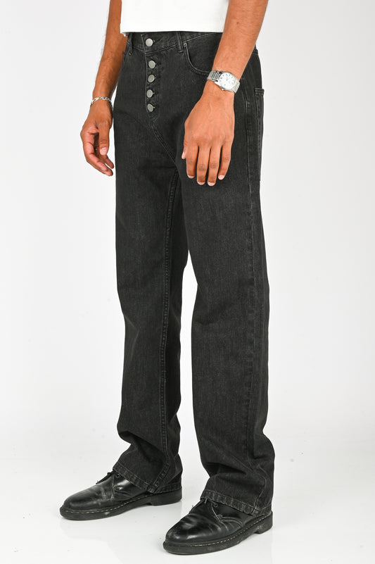 Wynn Hamlyn Button Fly Classic Jeans in Black Wash