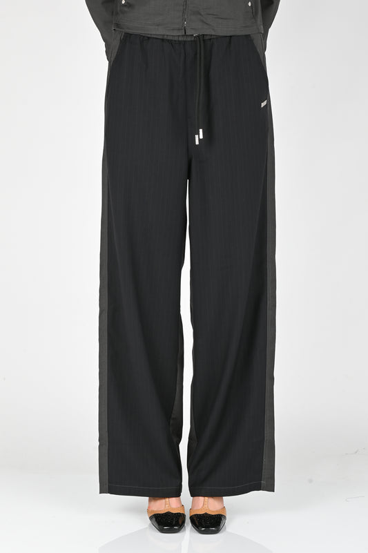ESS·BEE Track-Suit Panel Pant In Black Pinstripe