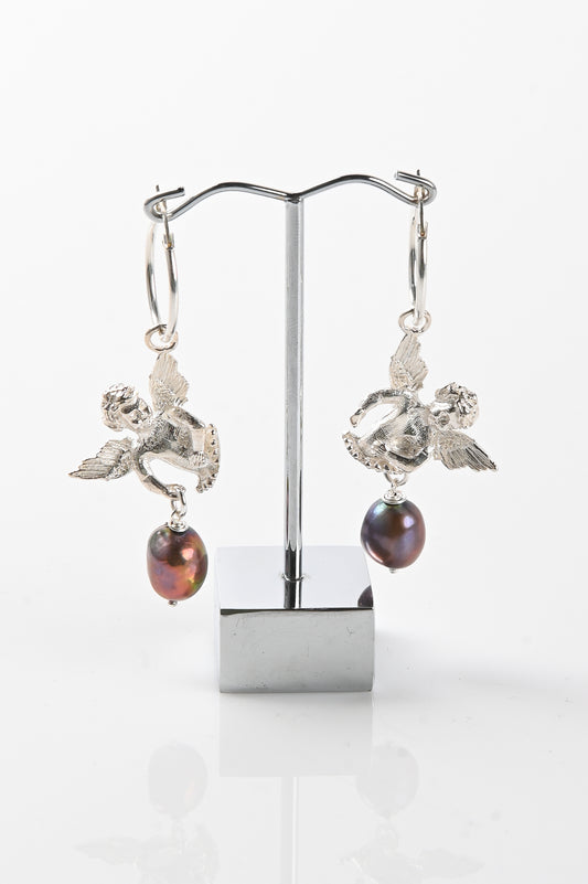 Sacreflux 'Angel and Pearl' Hoop Earrings #4