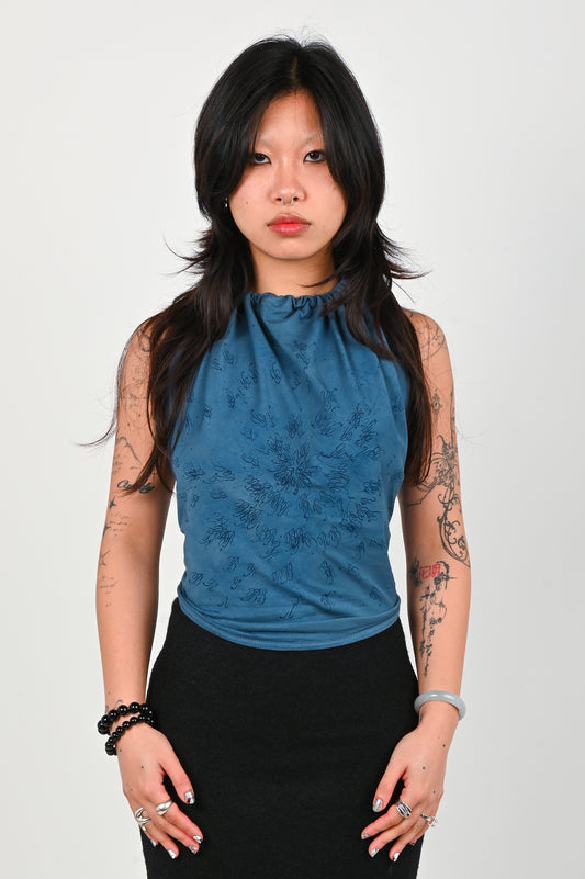 B-R-B 'Problems' Halter Top in Blue