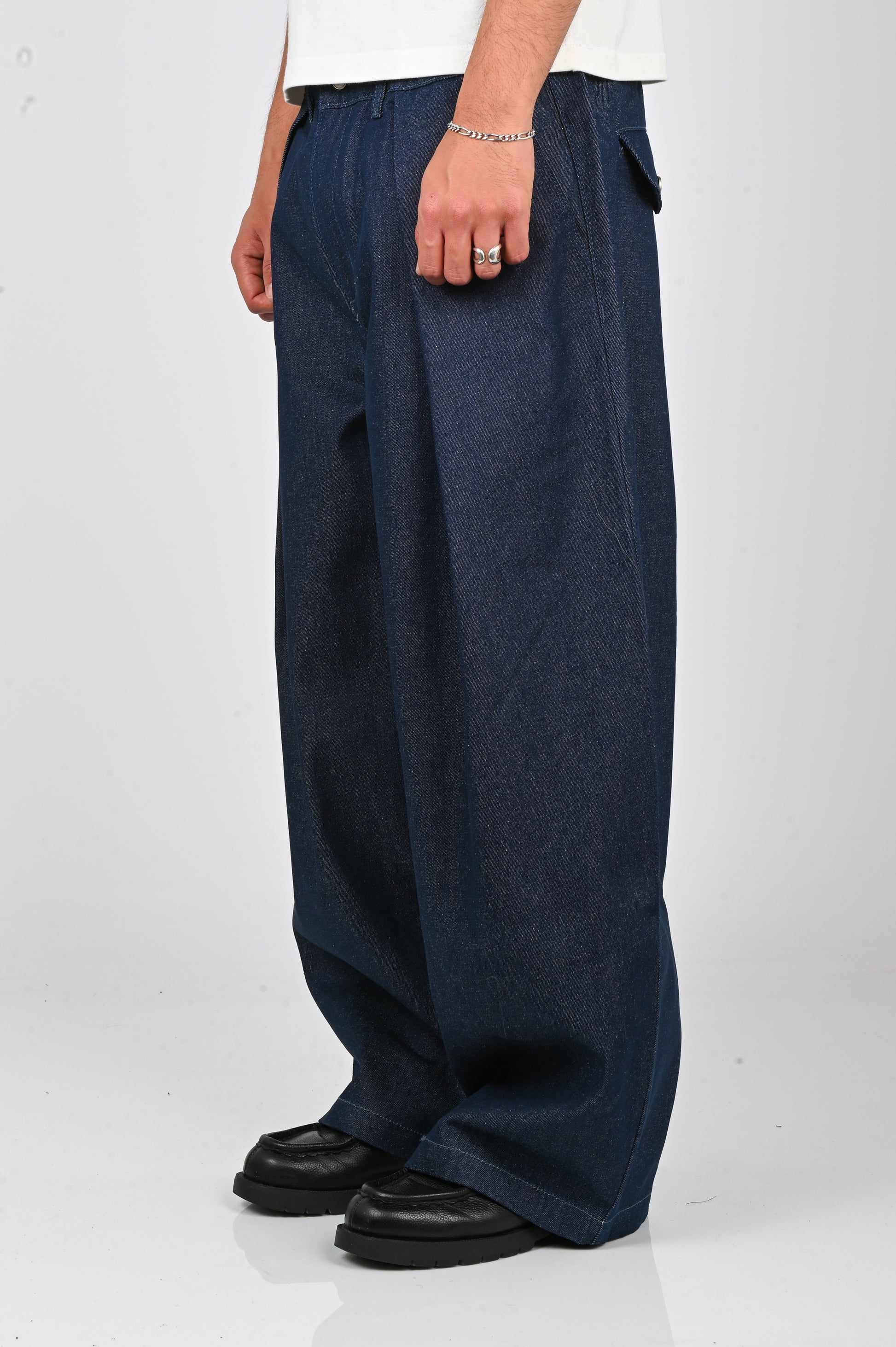Checks 'Hakama' Pants in Indigo Denim